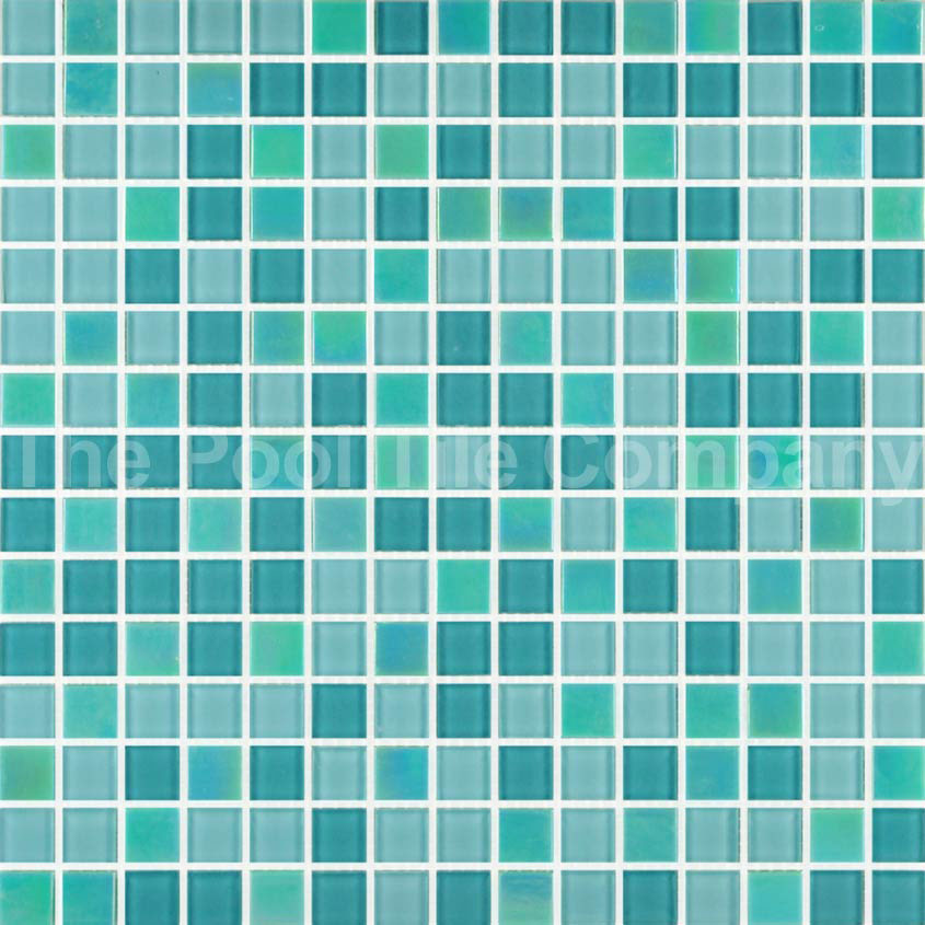 GCR325 Aqua Crystal Pearl Blend crystal glass mosaic pool tile