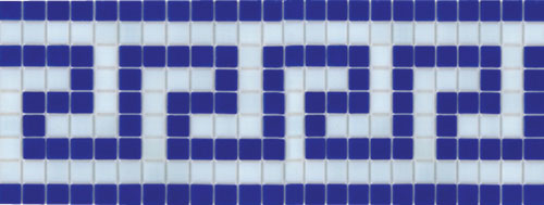 Greek Key  Blue and White waterline tile made with glass mosaics