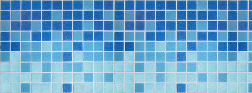 Tide waterline tile made with glass mosaics