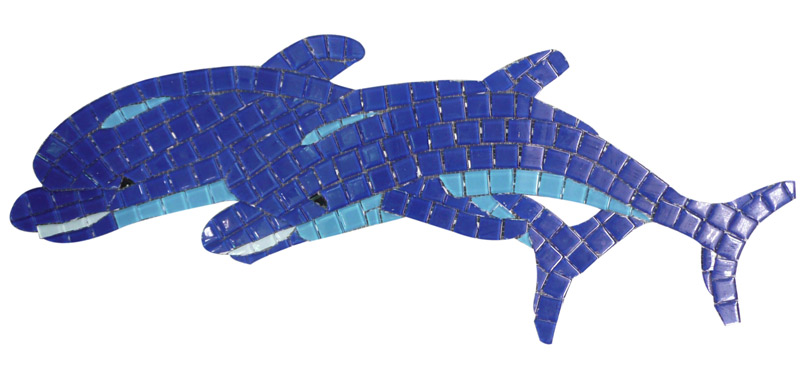 Crystal Glass Twin Dolphin mosaic picture design
