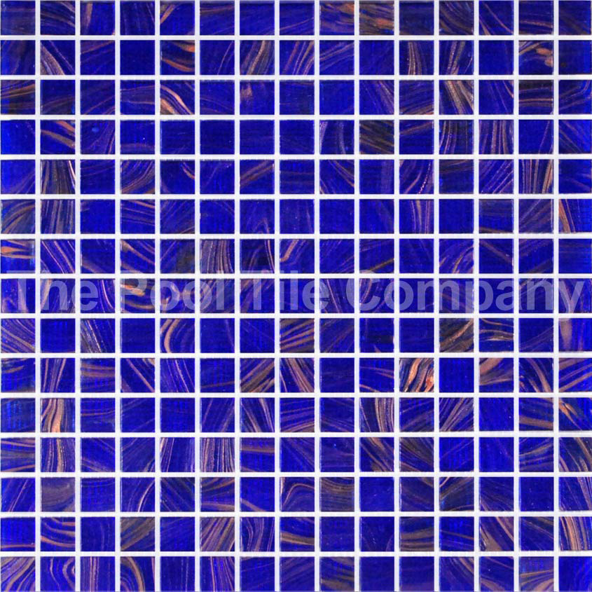 GC125 Dark Blue Gold glass mosaic pool tile