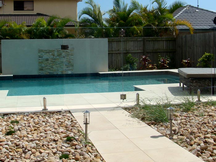 Crema Limestone stone tile or pool paver shown in situ with matching coping