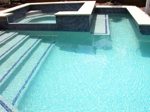 Dark Blue Gold  mosaic pool tile shown in situ