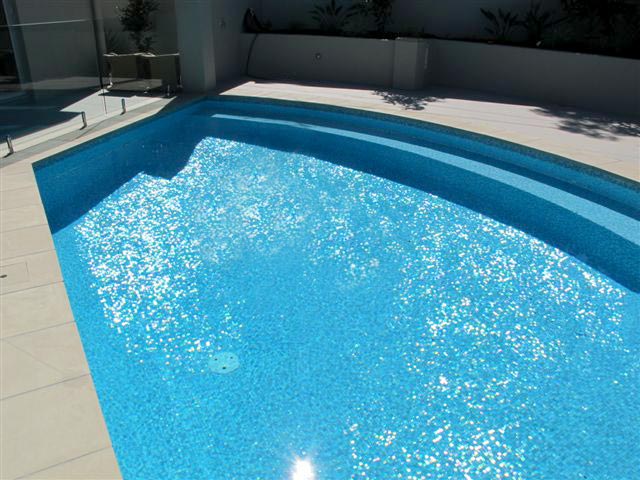 GCR330 Amalfi glass mosaic pool tile shown in situ