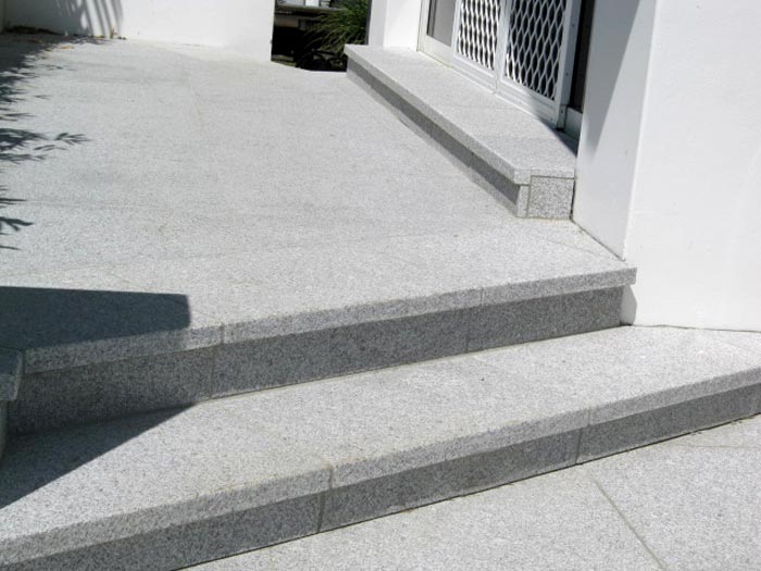 Light Grey Granite stone tiles used for steps and paving