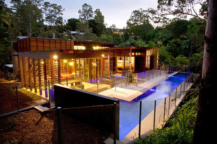 Mushroom Granite stone tile or pool paver shown in situ with matching coping