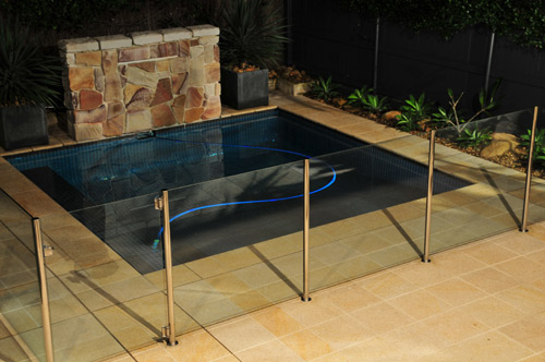 cm104 Anthracite mosaic pool tile shown in situ