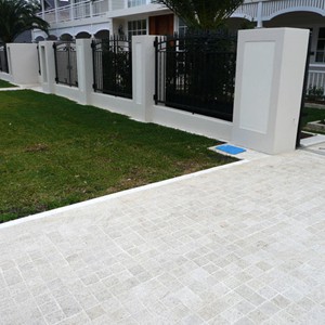 Almond Granite Cobblestone in place