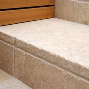 Tumbled Travertine 30mm thick step tread