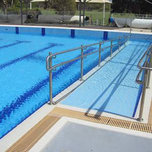 Serapool pool tiles, channels, finger grips and grates used in large Australian pools