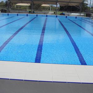 Serapool pool tiles, channels, finger grips and grates used in large Australian pools