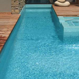 GC093 Aquamarine Pearl glass mosaic pool tiles shown tiling a pool interior walls and bottom