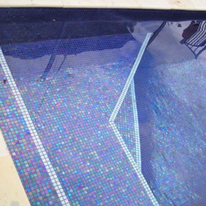 Fully tiled pool which used GC130 Dark Blue Pearl glass mosaic tiles