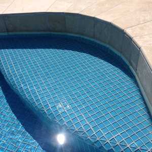 GCR210 Sky Blue 23mm Crystal glass mosaic pool tiles in place