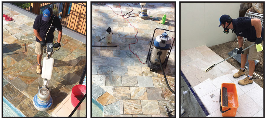 Care and Maintenance of Natural Stone Tiling used outdoors around pools