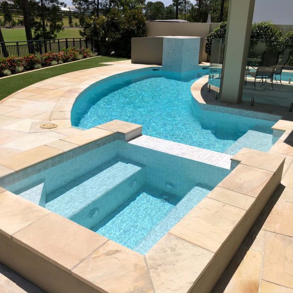 CMC415 Carrara fully tiled pool and spa