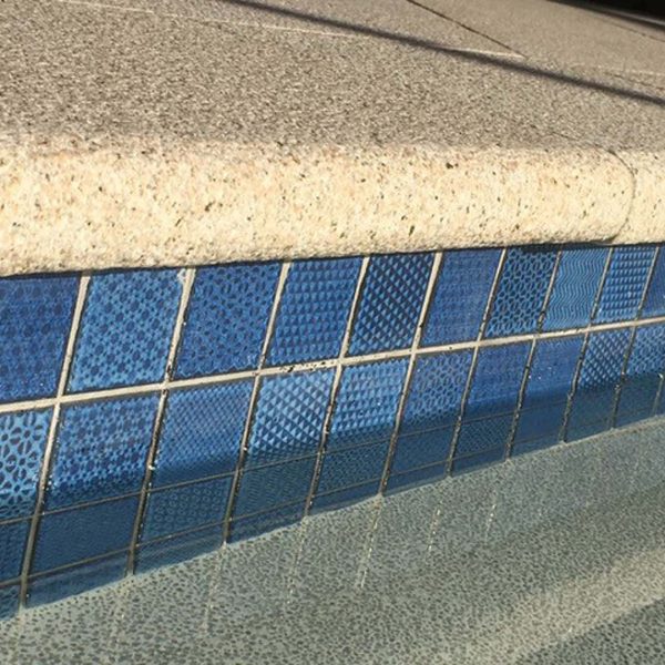 CMC435 Origami Mid Blue waterline with Mushroom Granite Rebated Bullnose