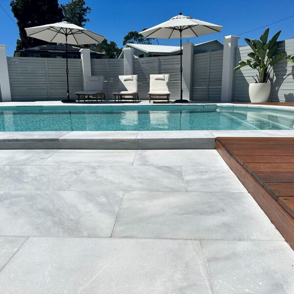 Highland Grey Marble square edge coping and surrounds