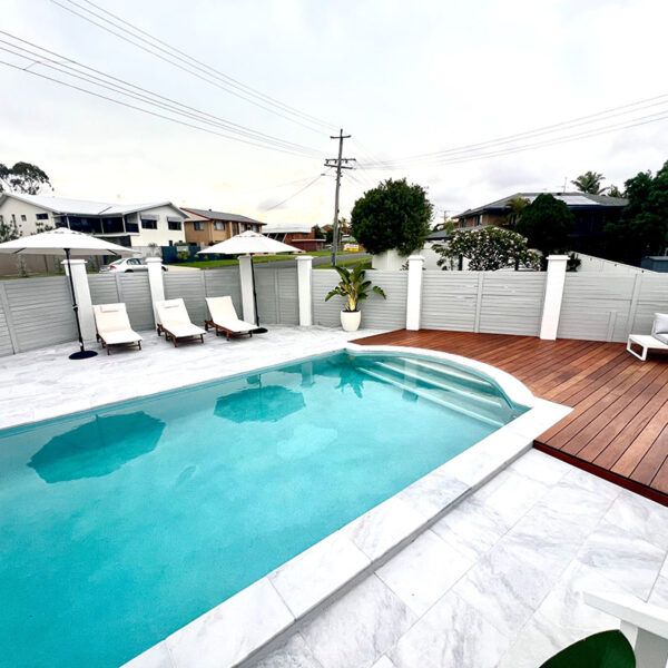 Highland Grey Marble square edge coping and surrounds