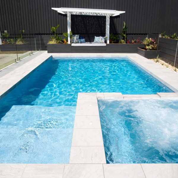 Ash Marblano Porcelain Dropface pool coping and surround tiles