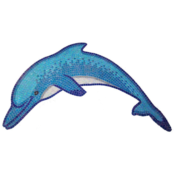 Blue pearl dolphin hand cut pearl glass mosaic