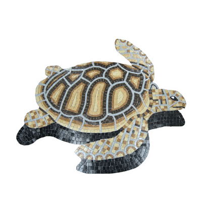 Brown loggerhead turtle glass mosaic design