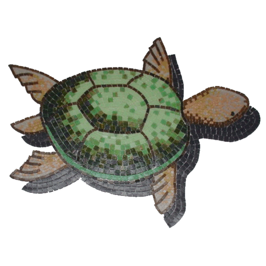 Dark turtle with shadow glass mosaic mural