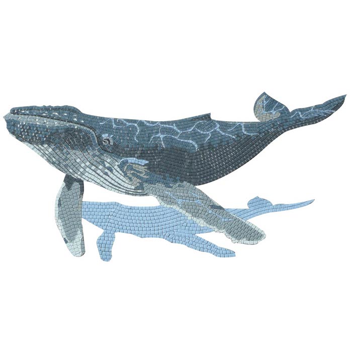 2.5m Humpback Whale Glass Mosaic Picture Design