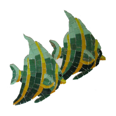 Twin angelfish glass mosaic