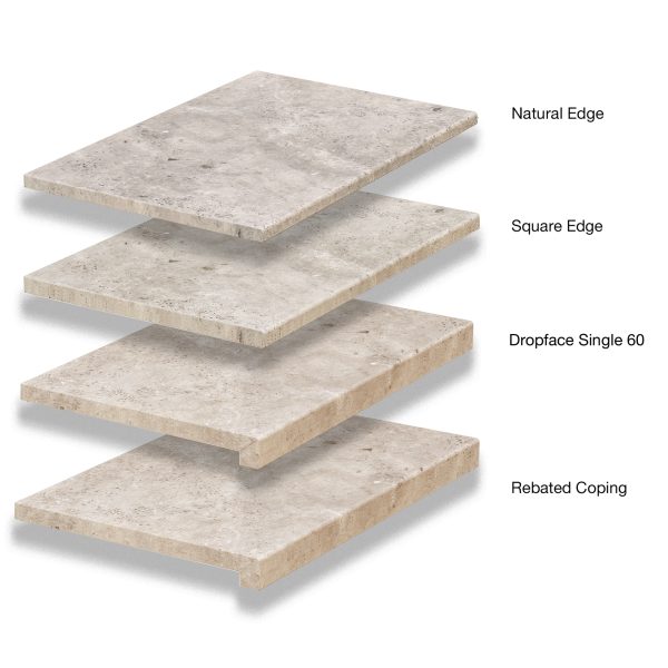 Silver Travertine Pool Coping Options