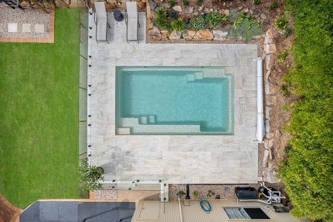 Coastal Cream Travertino Porcelain Pool Tiles, Pavers And Pool Coping Tiles